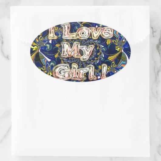 愛をパーソナライズ無限:私は私の女の子を愛する 楕円形シール (バッグ)