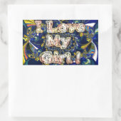 愛をパーソナライズ無限:私は私の女の子を愛する 長方形シール (バッグ)