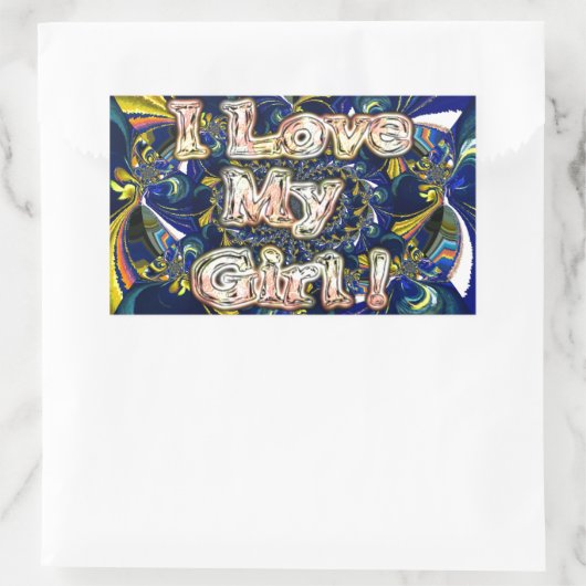 愛をパーソナライズ無限:私は私の女の子を愛する 長方形シール (バッグ)