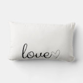 愛をブラックスクリプトとハートのカスタムフォトピローに ランバークッション (裏面)