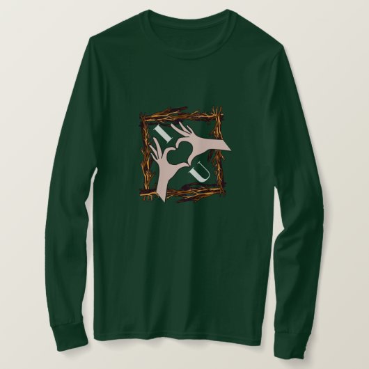 愛を伝えるハンドサイン ハートアート 長袖Tシャツ Tシャツ (デザイン正面)
