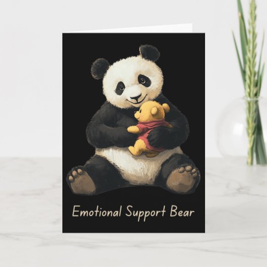 愛を伝えるパンダがかわいいクマを抱っこ カード (正面)