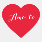 愛を伝える ポルトガル語の赤いハートステッカー「Amo-te I Love You」 ハートシール (正面)