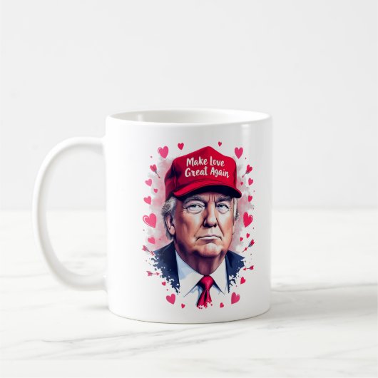 愛を再び偉大に トランプ バレンタインデー 笑 コーヒーマグカップ (左)