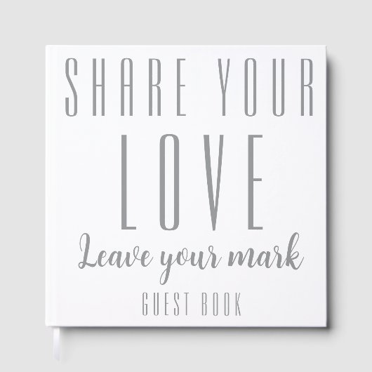 「愛を分かち合い、あなたの痕跡を残そう」カスタム ゲストブック (正面)