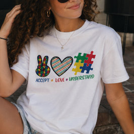 愛を受け入れ理解する、自閉症啓発 Tシャツ