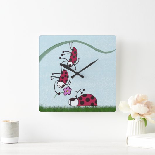 愛を告白する可愛いラディバ絵画グ スクエア壁時計 (ホーム)