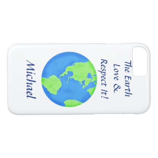 愛を尊重する地球の地球名パーソナライズされた Case-Mate iPhoneケース (裏面(横))