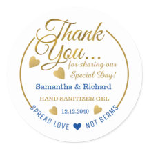 愛を広げて ブルー ゴールド サンクス ハンドサニタイザー プレゼント