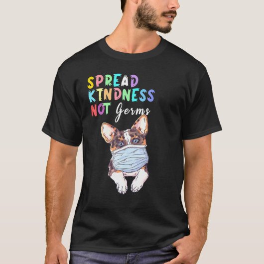 愛を広げよう ウイルスは広げるな コーギーT Tシャツ (正面)
