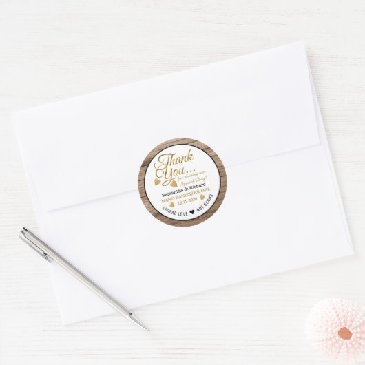 愛を広げる ハンドサニタイザー 木製 感謝の気持ちを表すギフト ラウンドシール (封筒)