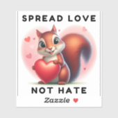 愛を広げ、憎みではなく、かわいい茶色いリス シール (シート)