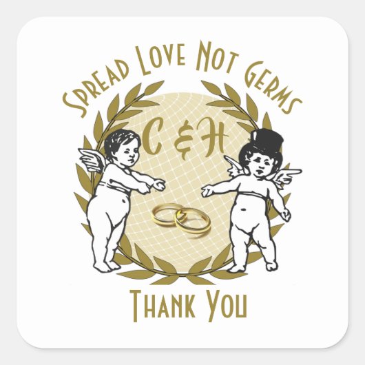 愛を広めてキューピッドを結婚傷つける スクエアシール (正面)