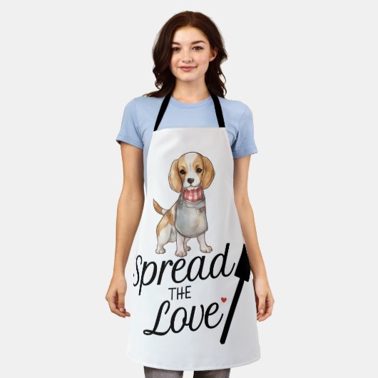 愛を広めるビーグル エプロン (着用した状態)