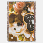 愛を広める：ゴールデンレトリバーと"愛されている" スローブランケット (正面縦)