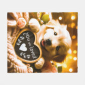 愛を広める：ゴールデンレトリバーと"愛されている" フリースブランケット (正面(横))