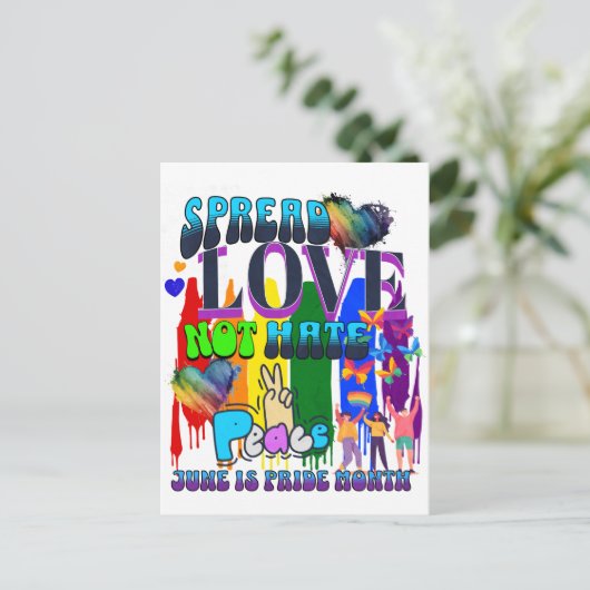 愛を広め、憎しみではない | 6月はプライド月 ポストカード (スタンド正面)