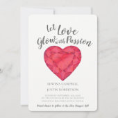 愛を情熱的に輝かせるルビー水彩ウェディング 招待状 (正面)