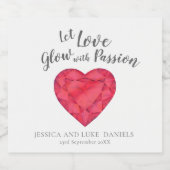 愛を愛のルビーの水の色結婚で輝く スパークリングワインラベル (シングルラベル)