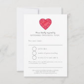 愛を愛のルビーの水結婚色で輝かせ 出欠カード (裏面)