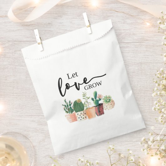 愛を成長させる，サボテン，多肉植物，好意ギフトラベル フェイバーバッグ (クリップ留めされた状態)