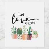 愛を成長させる，サボテン，多肉植物，好意ギフトラベル ワインラベル (シングルラベル)