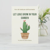 愛を成長させる – 水色サボテンのグリーティングカード 招待状 (スタンド正面)