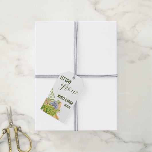 愛を成長させ、パーソナライズされた多肉的な好意 ギフトタグ (より糸付き)