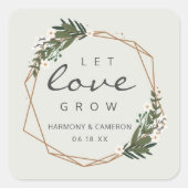 愛を成長Boho幾何学的金ゴールド結婚 スクエアシール (正面)