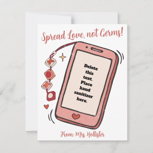 愛を拡散しないGerms Valentinesハンドサニタイザー カード (正面)