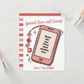 愛を拡散しないGerms Valentinesハンドサニタイザー カード (正面/裏面インサイチュ)