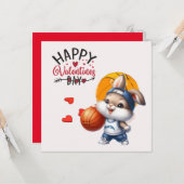 愛を持つ選手からのバスケットボールバレンタインデー カード (正面/裏面インサイチュ)