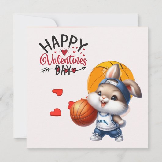 愛を持つ選手からのバスケットボールバレンタインデー カード (正面)