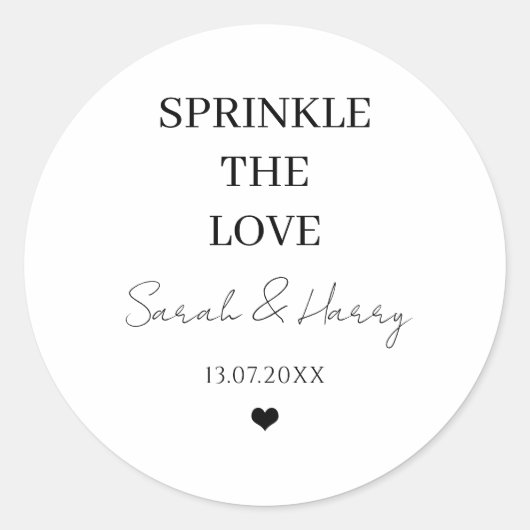愛を振りかけるパーソナライズされた結婚る ラウンドシール (正面)