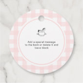 愛を振りかけるピンクのギンガムのロッキング馬 フェイバータグ (裏面)