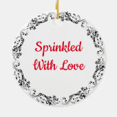 愛を振りかける |チョコレートアイスクリームクリスマス セラミックオーナメント (裏面)