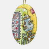 愛を探すロボットかわいいハート自動販売機 セラミックオーナメント (左)