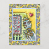 愛を探すロボットかわいいハート自動販売機 ポストカード (正面)