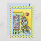 愛を探すロボットかわいいハート自動販売機 ポストカード (正面/裏面)