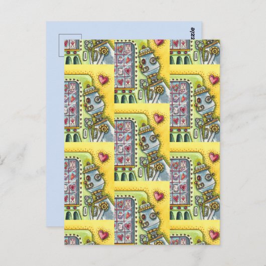 愛を探すロボットかわいいハート自動販売機 ポストカード (正面/裏面)