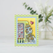 愛を探すロボットかわいいハート自動販売機 ポストカード (スタンド正面)