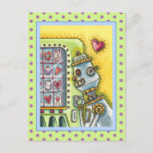 愛を探すロボットかわいいハート自動販売機 ポストカード (正面)