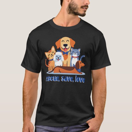 愛を救うレスキュー 動物レスキューに心温まる思い Tシャツ (正面)