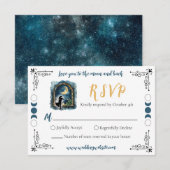 愛を月にまで（Love you to the Moon） 天体婚礼の出欠確認カード 招待状 (正面/裏面)