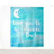 愛を月までブルーの水彩タイポグラフィ