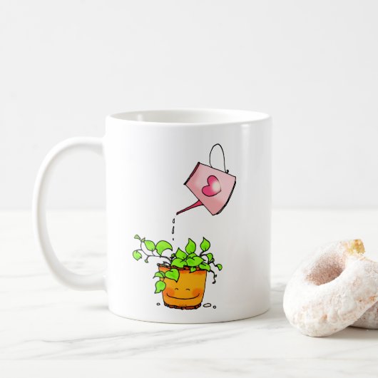 愛を水やり、幸せな観葉植物 コーヒーマグカップ (ドーナツ)