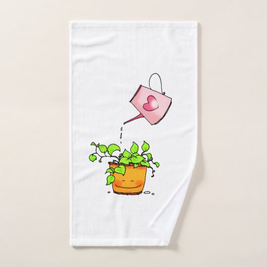 愛を水やり、幸せな観葉植物 バスタオルセット (ハンドタオル)