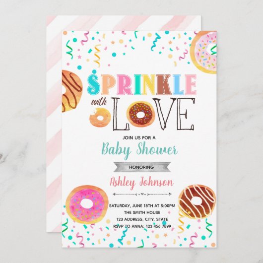 愛を添えたドーナツの散らかり招待状 招待状 (正面/裏面)