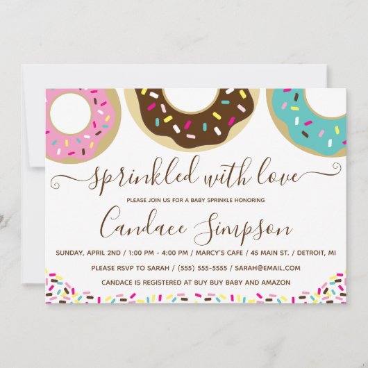 愛を添えたドーナツベイビースプリンクル 招待状 (正面)