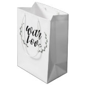 愛を添えた素朴なグリーンと花の枝のウェディング ミディアムペーパーバッグ (裏面アングル)